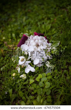 Wedding bouquet in the grass