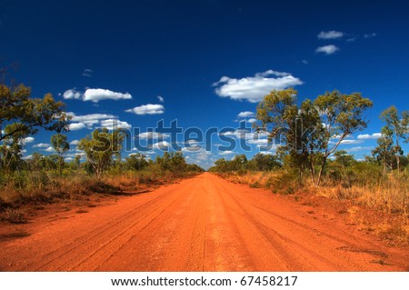 outback road in the Northern Territory of Australia Royalty-Free Stock Photo #67458217