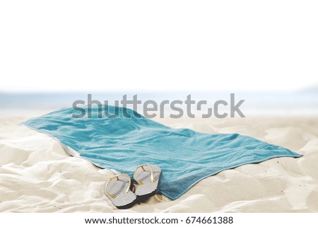 Towel of free space for your decoration and summer beach background 