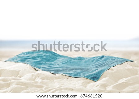 Towel of free space for your decoration and summer beach background 