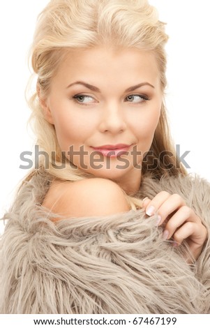 bright picture of beautiful woman in fur