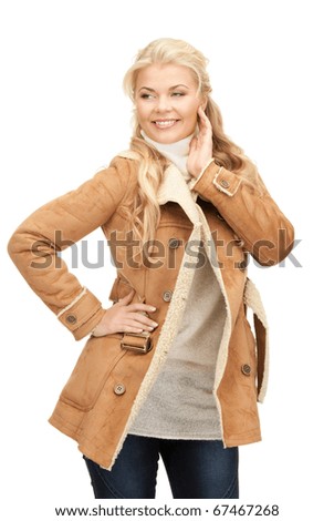 picture of beautiful woman in sheepskin jacket