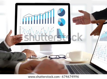 Statistics Analysis Business Data Diagram Growth Increase Marketing Concept , digital tablet and graph financial with social network diagram