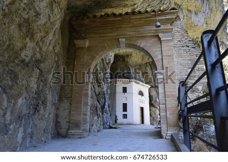 View of Valadier's temple in a cave in Italy not far from the caves of Frasassi