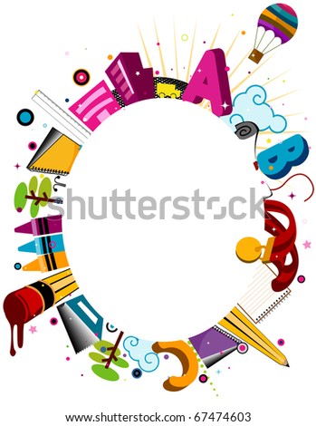 Illustration of a Frame Featuring Items Related to Education