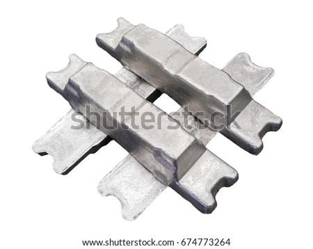Zinc ingots isolated on white background