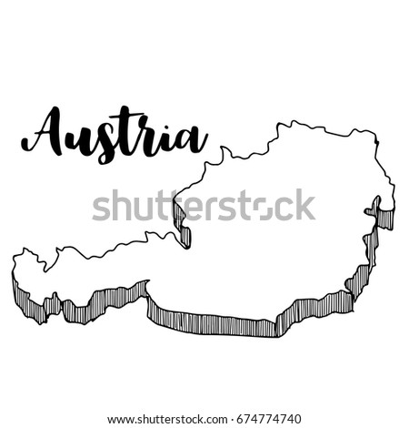 Hand drawn of Austria map, vector illustration