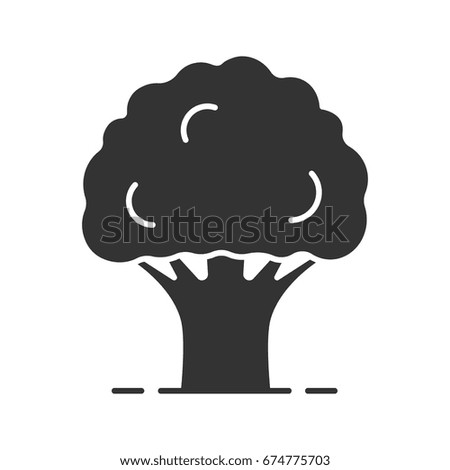 Oak tree glyph icon. Silhouette symbol. Negative space. Vector isolated illustration