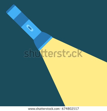 Flashlight and a ray of light. Isolated vector illustration. Royalty-Free Stock Photo #674802517