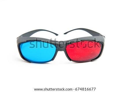 Three-dimensional glasses On a white background