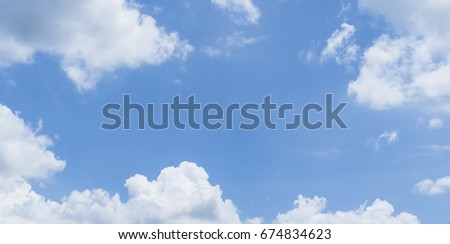 Horizontal picture of blue sky and cloud in sunny day for background 
