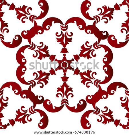 Seamless floral vector background,red damask seamless pattern, floral ornament for wallpaper of wrapping paper design