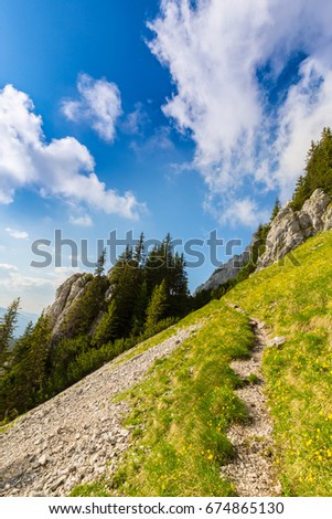 Beautiful alpine scenery in limestone mountains in summer