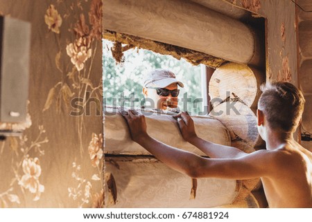 Window sipping in a wooden house