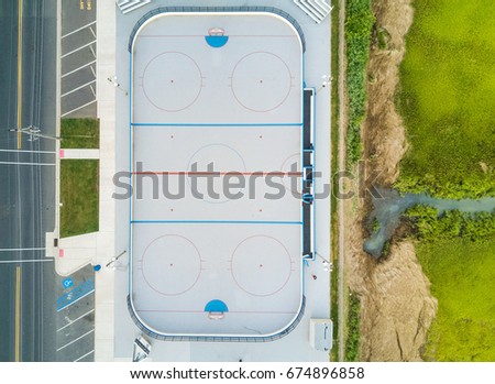 Aerial view of a outdoor hockey court