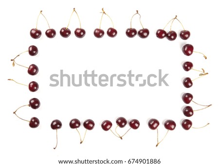ripe red cherry on a white background