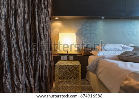 Interior of a luxury hotel bedroom