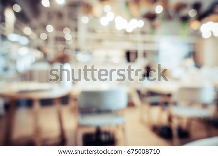 Blurred background of restaurant with vintage tone image, For create product display