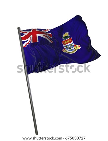 Cayman Islands Flag Waving Isolated on White Background Portrait 3D Rendering