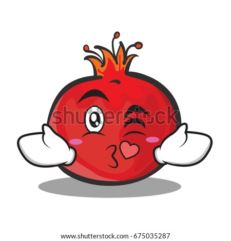 Kissing face pomegranate cartoon character style