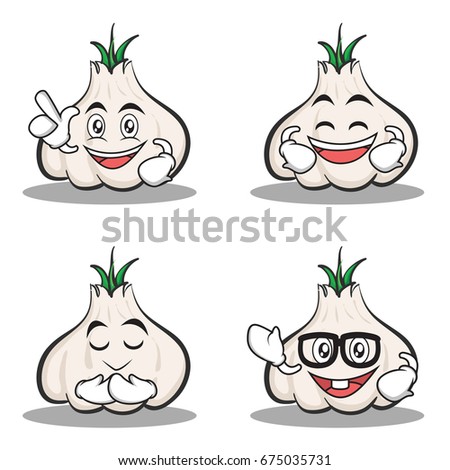 Set of garlic cartoon character collection
