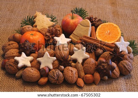 Advent season with fruits and sweets