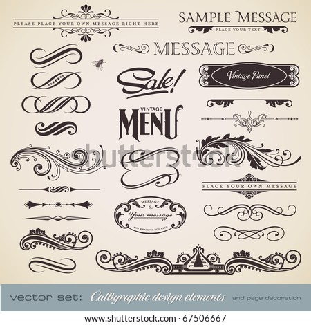 vector set: calligraphic design elements and page decoration (3) - lots of useful elements to embellish your layout