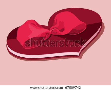Heart shaped candy box deep pink bow