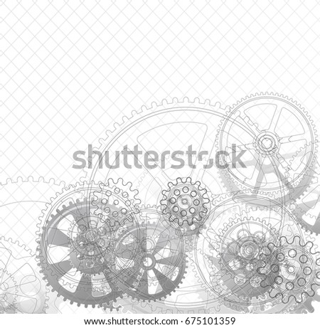 Drawing gears on a white background, illustration clip-art