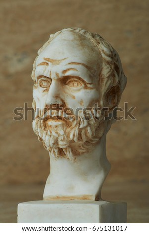 Statue of Demokritus,ancient greek philosopher.