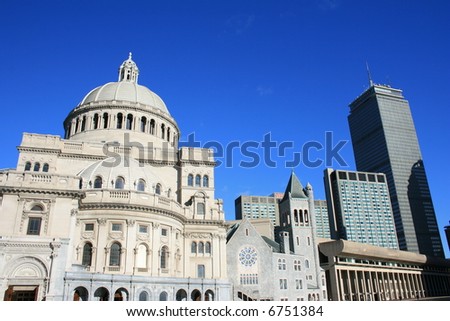 The Christian Science Center and Prudential Building in Boston's Back Bay.