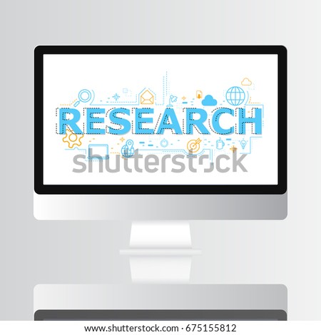 Research icon on screen infographic design