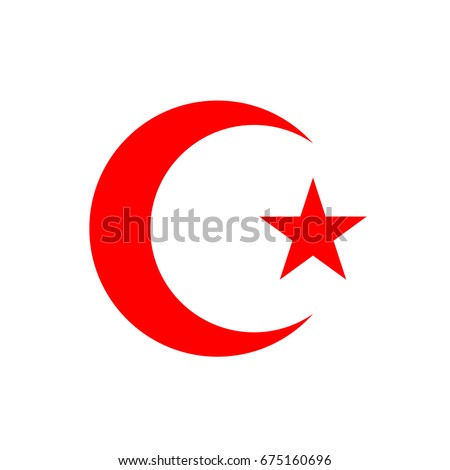 Star and crescent vector icon on white background