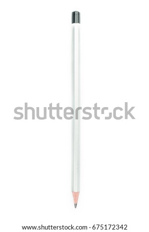 gray Wooden pencil with no eraser on top place on white background / Drawing tools for drawing lines, cartoons and more.