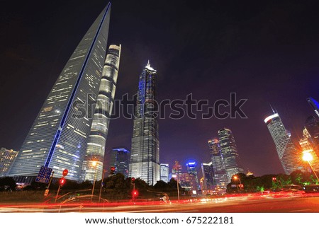 Night at lujiazui financial center in Shanghai, China 