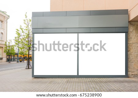 Mock up of big store showcases windows in the street