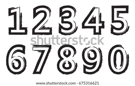 Set of grunge numbers.Vector distressed numbers.