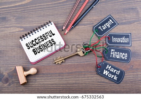 Successful Business concept. The key to success on a wooden office desk