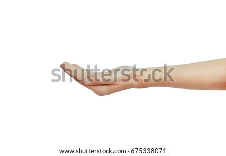 open man hand to hold something, isolated on white
