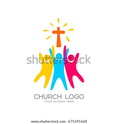 Church logo. Christian symbols. People worship the Lord Jesus Christ Royalty-Free Stock Photo #675341668
