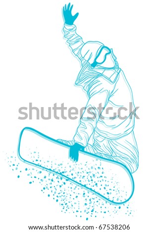 Vector illustration of snowboarder doing extreme trick