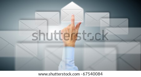 arm press button in envelope icon on touch screen