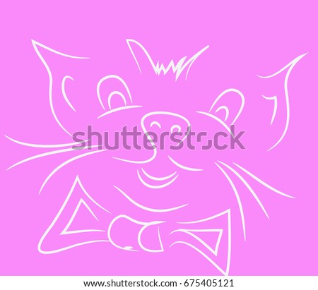 Cheerful sketch of the cat's face. vector illustration.