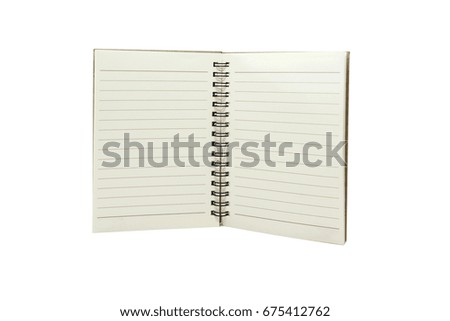 Blank opened notebook isolated background 
