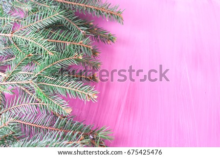 Christmas background with Christmas fir-tree, gifts and toys
