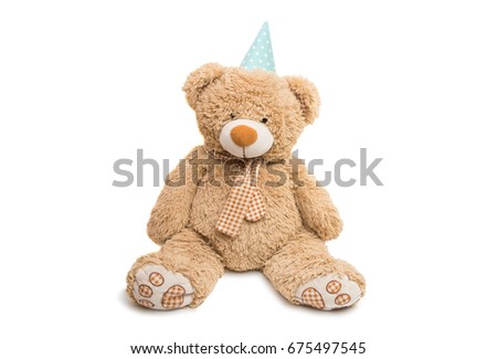 Soft toy bear isolated on white background