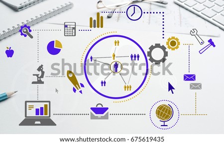Cloud computing and networking concept icons on screen