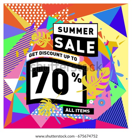 Summer sale beautiful web banner. Fashion and travel discount. Vector holiday illustration with special offers and promotions.