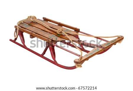 Antique Sled isolated on white with a clipping path