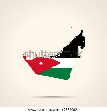 Map of United Arab Emirates in Jordan flag colors



